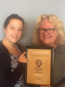 Hotel Manager Emma Dancer and Hotel Director Pauline Cain Holding The Top 1% Certificate.